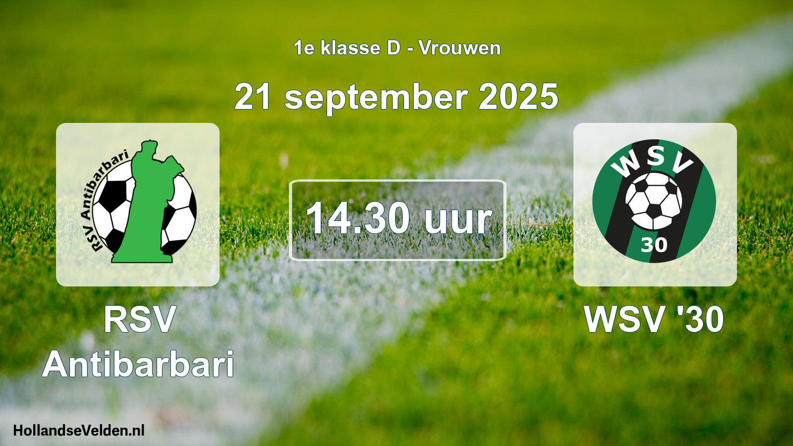 Geplande wedstrijd: RSV Antibarbari - WSV '30 (21 september 2025)