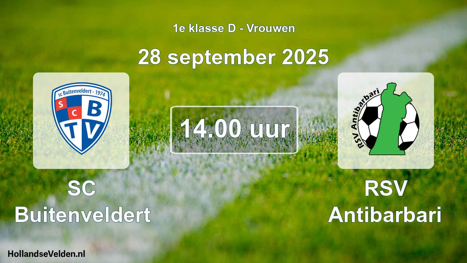 Geplande wedstrijd: SC Buitenveldert - RSV Antibarbari (28 september 2025)