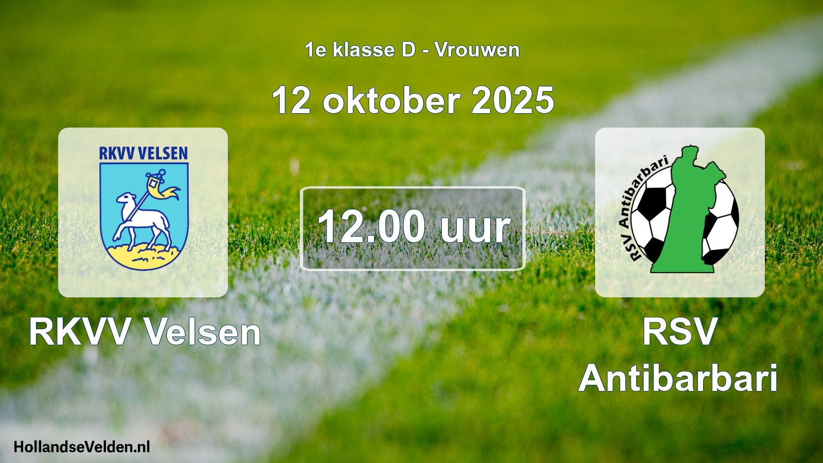 Geplande wedstrijd: RKVV Velsen - RSV Antibarbari (12 oktober 2025)