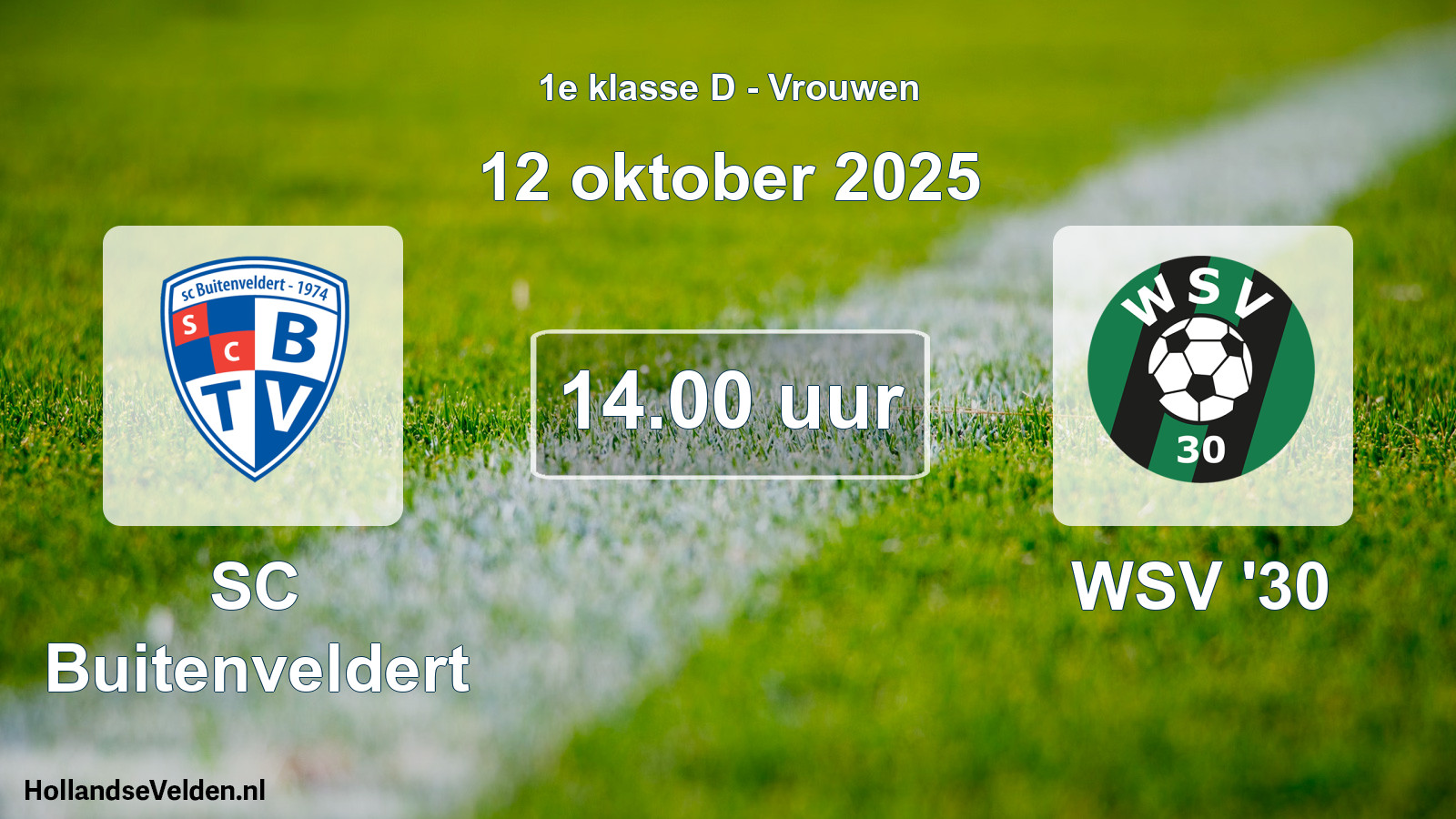 Geplande wedstrijd: SC Buitenveldert - WSV '30 (12 oktober 2025)