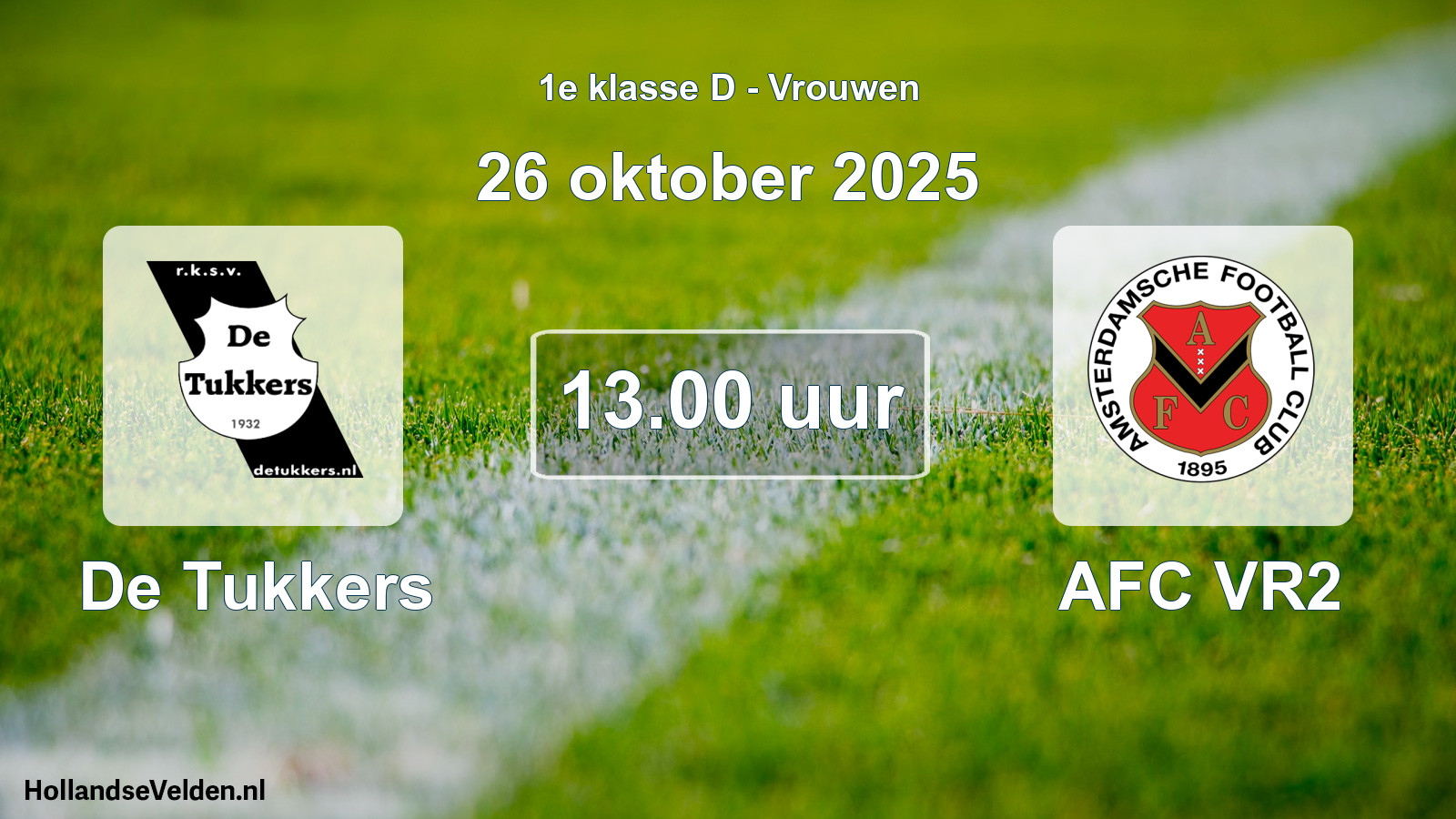 Geplande wedstrijd: De Tukkers - AFC VR2 (26 oktober 2025)