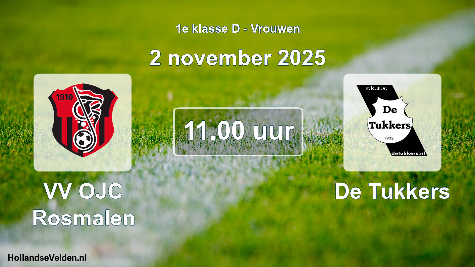 Geplande wedstrijd: VV OJC Rosmalen - De Tukkers (2 november 2025)