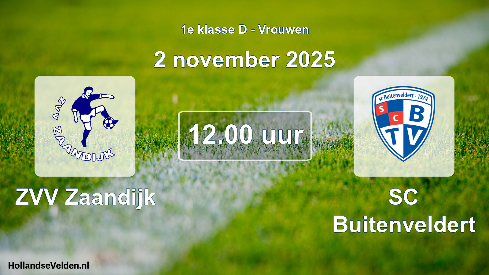 Geplande wedstrijd: ZVV Zaandijk - SC Buitenveldert (2 november 2025)