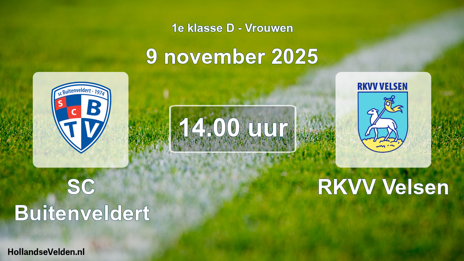 Geplande wedstrijd: SC Buitenveldert - RKVV Velsen (9 november 2025)