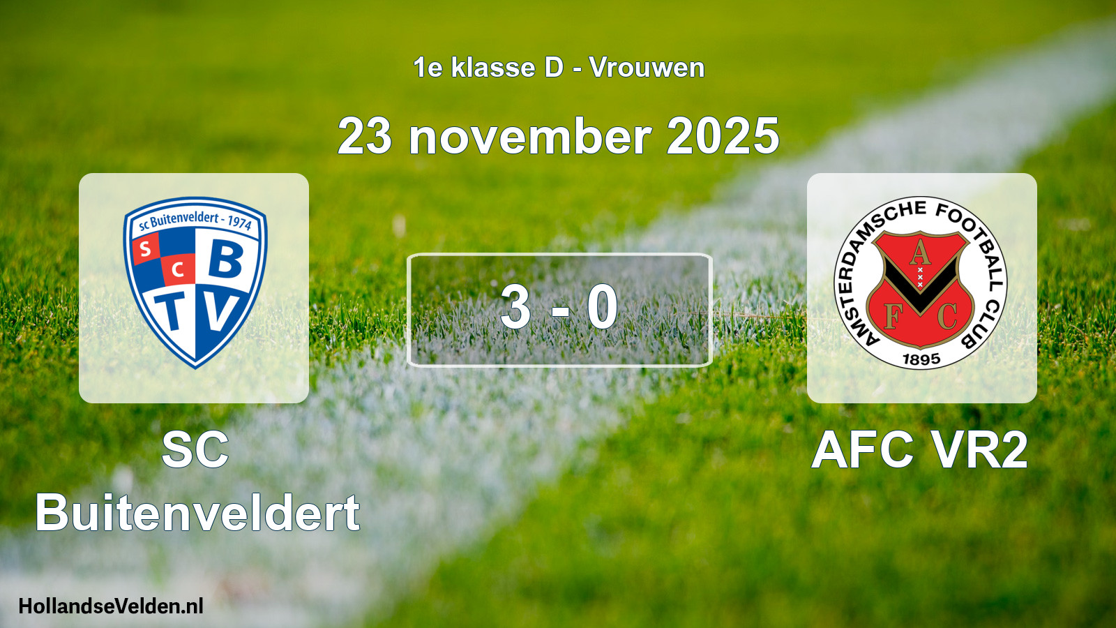 Gespeelde wedstrijd: SC Buitenveldert - AFC VR2 3 - 0 (23 november 2025)