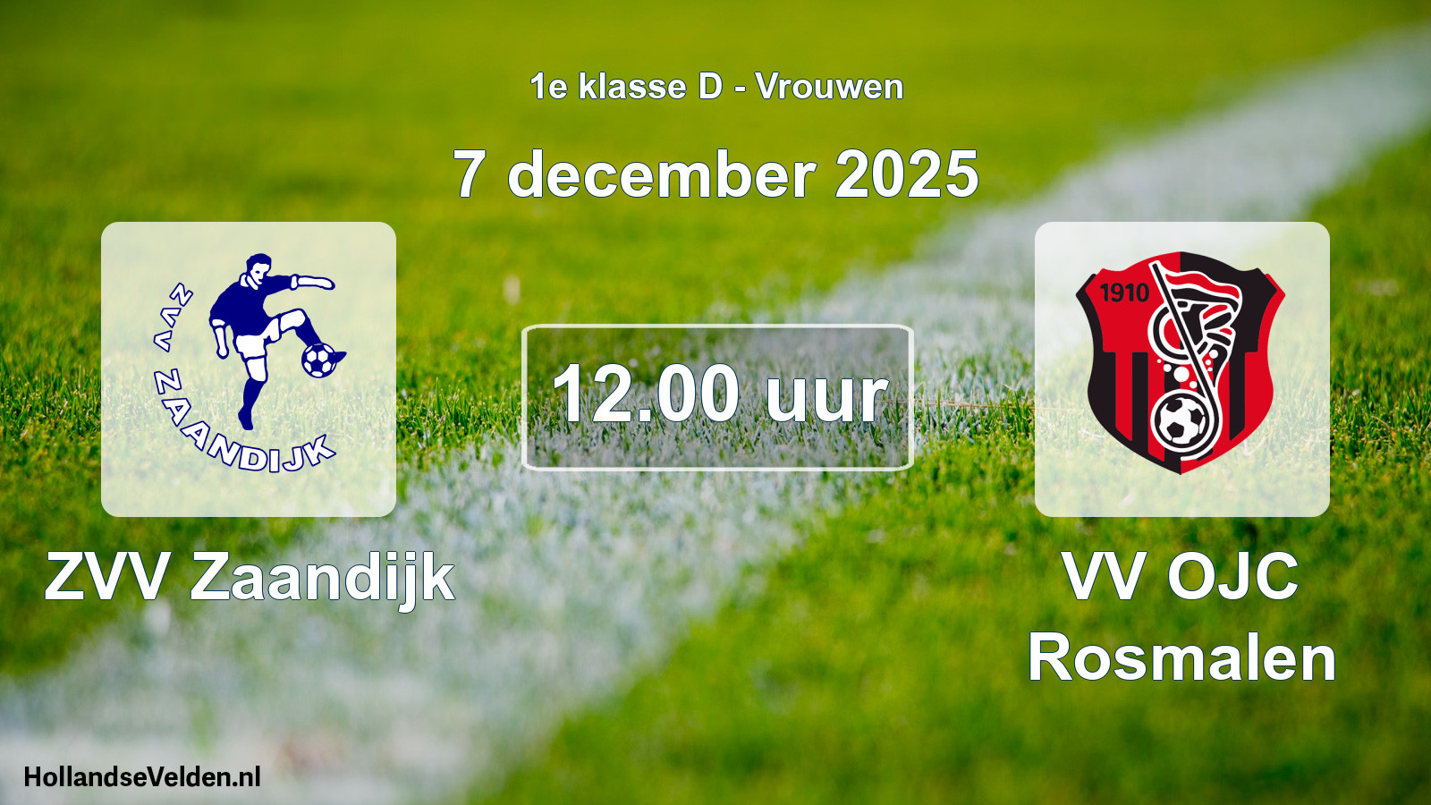 Geplande wedstrijd: ZVV Zaandijk - VV OJC Rosmalen (7 december 2025)