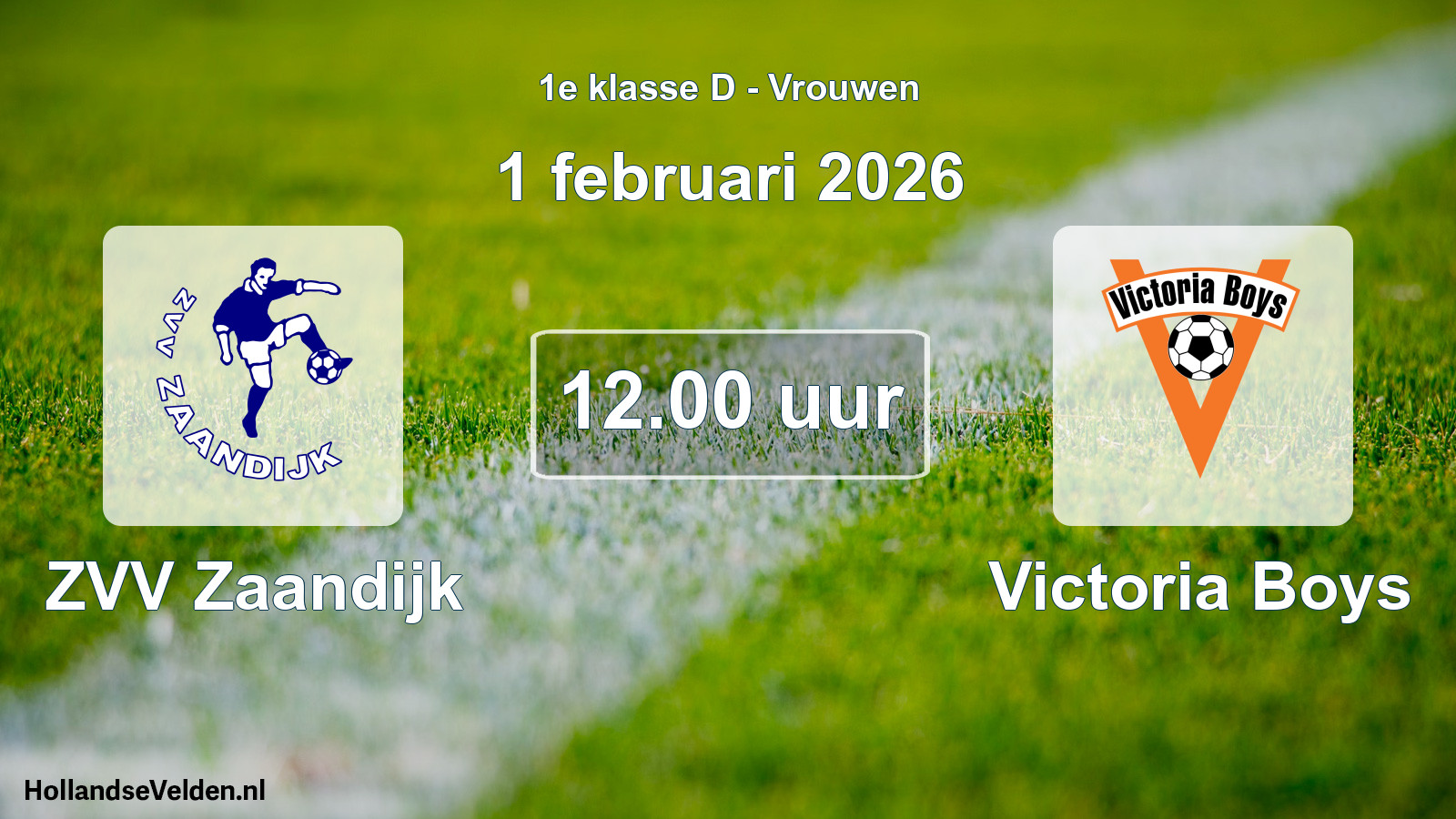Geplande wedstrijd: ZVV Zaandijk - Victoria Boys (1 februari 2026)