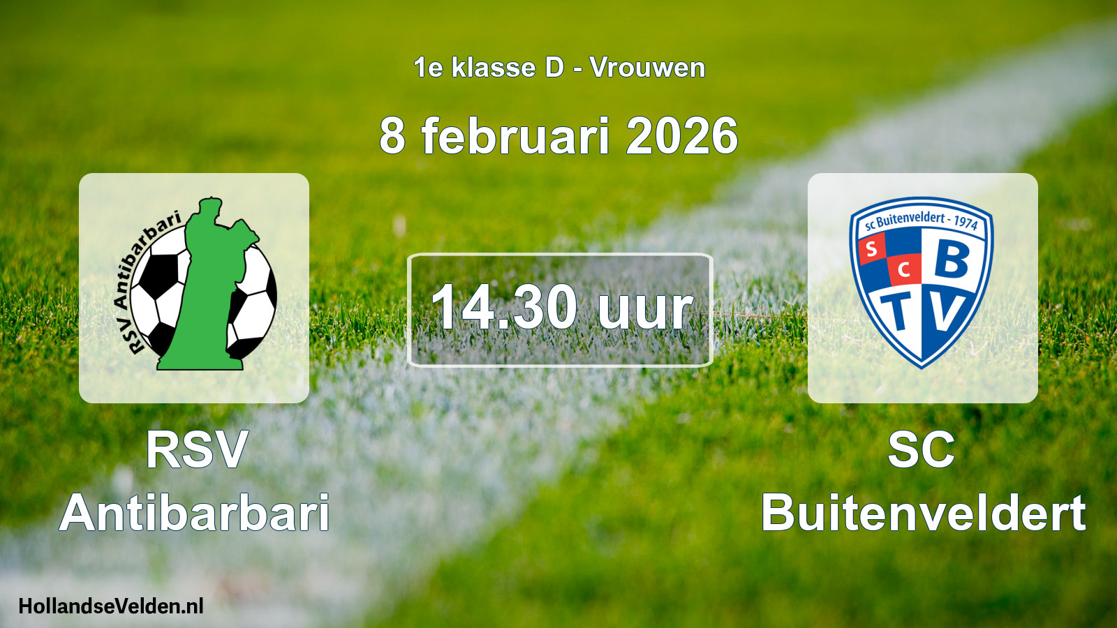 Geplande wedstrijd: RSV Antibarbari - SC Buitenveldert (8 februari 2026)