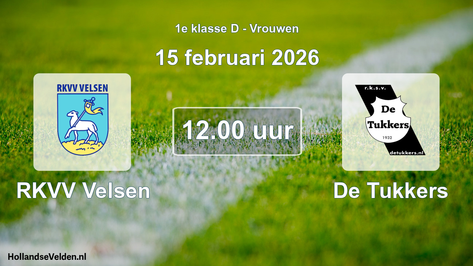 Geplande wedstrijd: RKVV Velsen - De Tukkers (15 februari 2026)