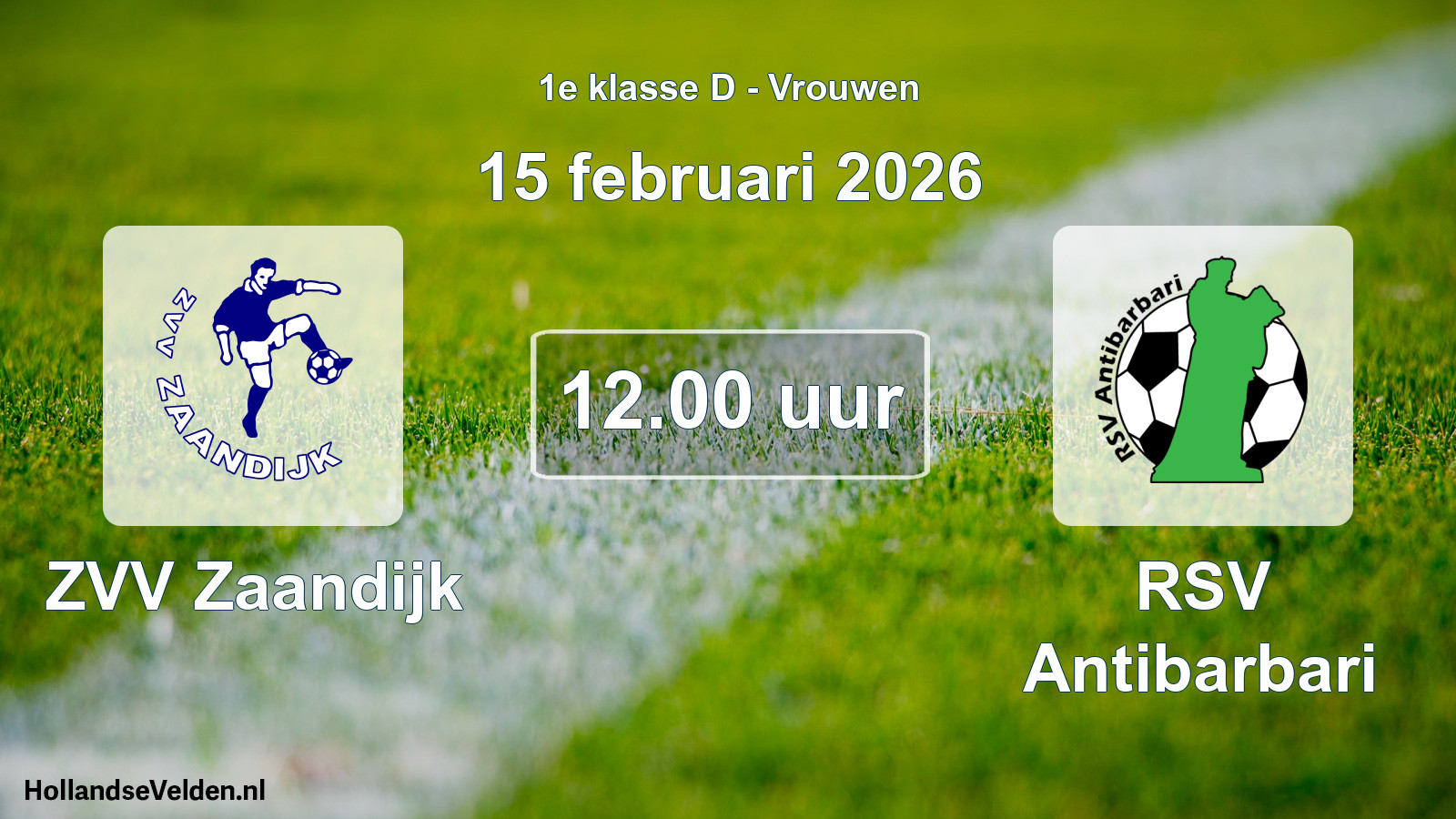 Geplande wedstrijd: ZVV Zaandijk - RSV Antibarbari (15 februari 2026)