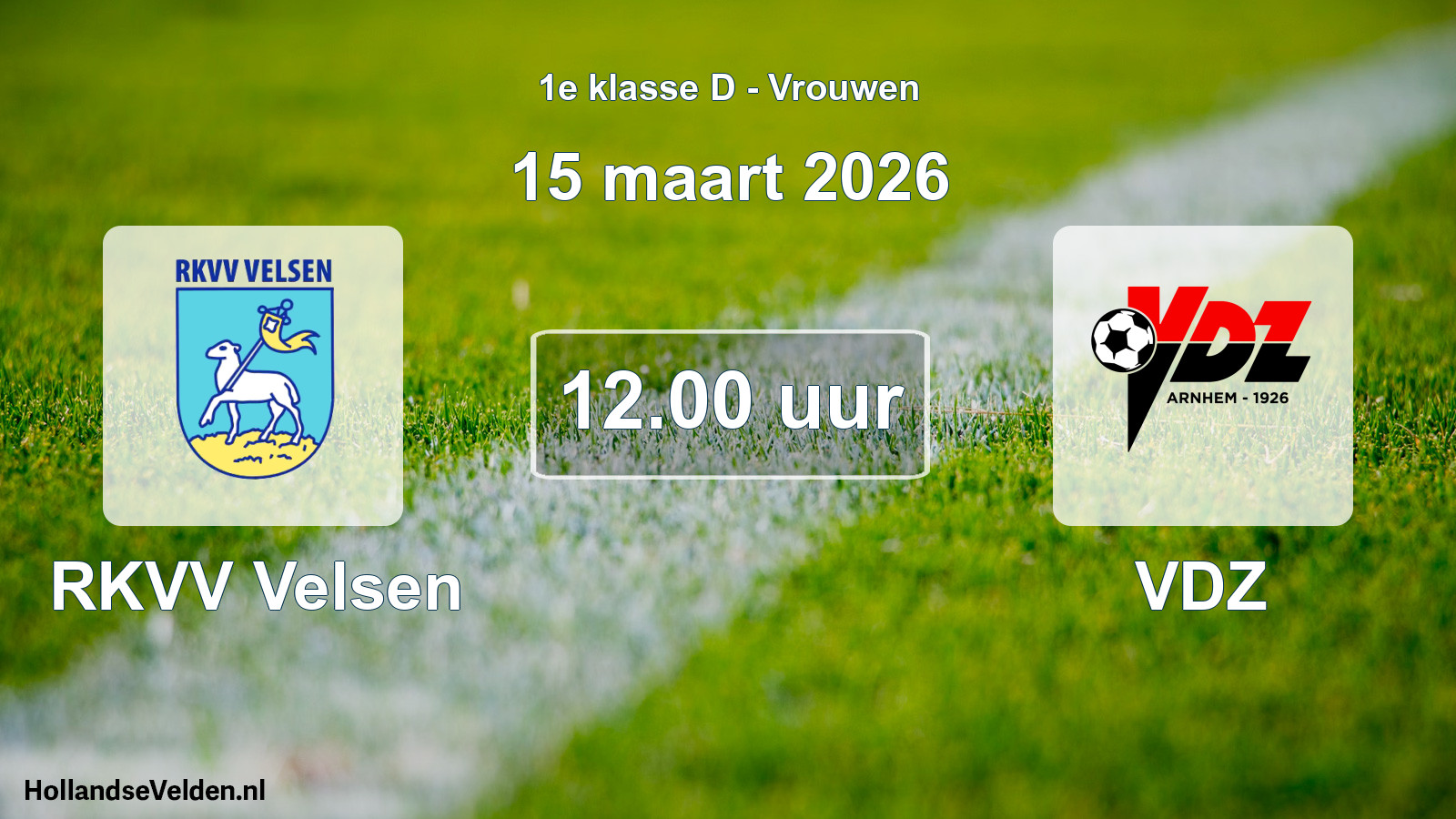Geplande wedstrijd: RKVV Velsen - VDZ (15 maart 2026)