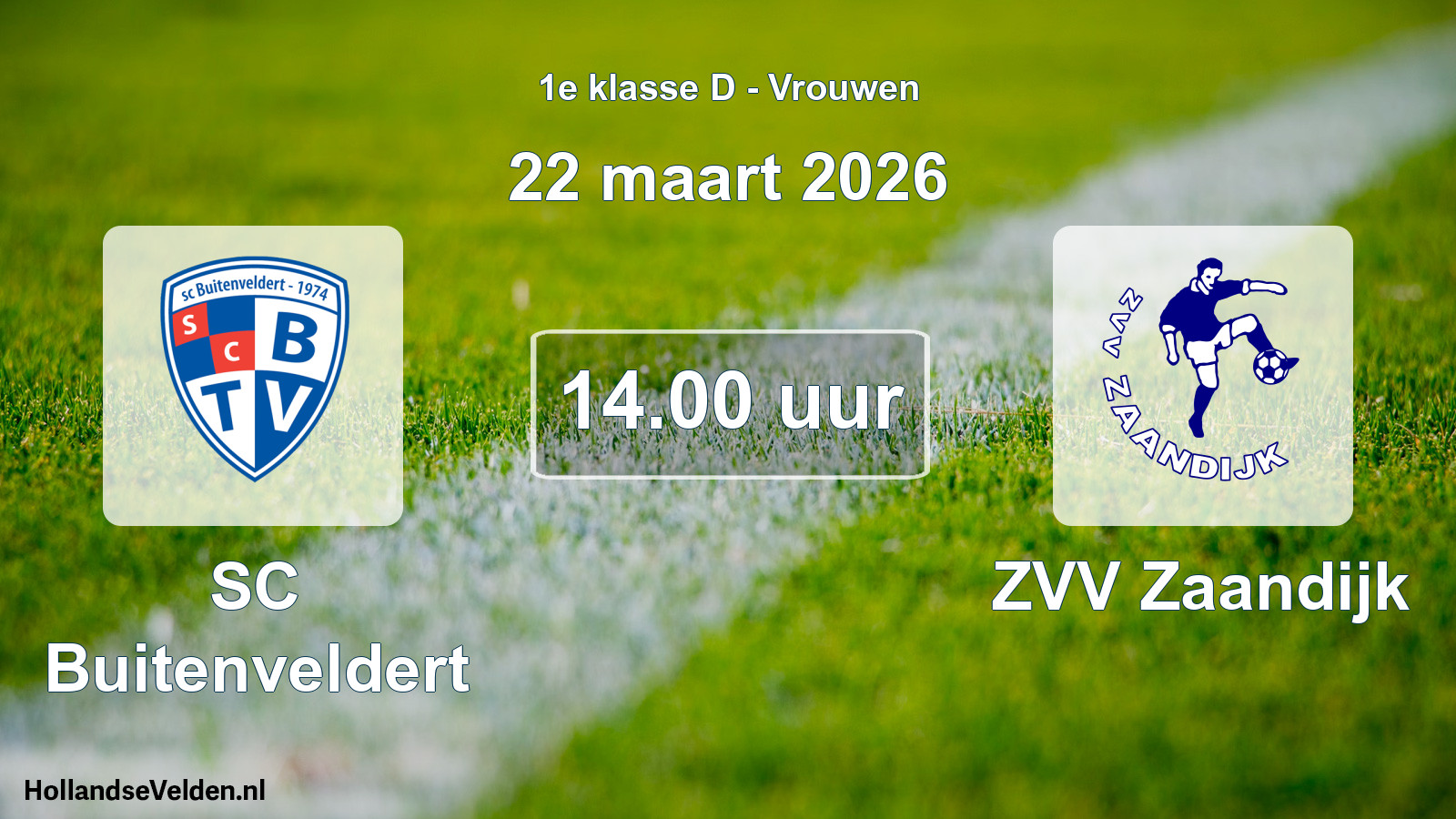 Geplande wedstrijd: SC Buitenveldert - ZVV Zaandijk (22 maart 2026)