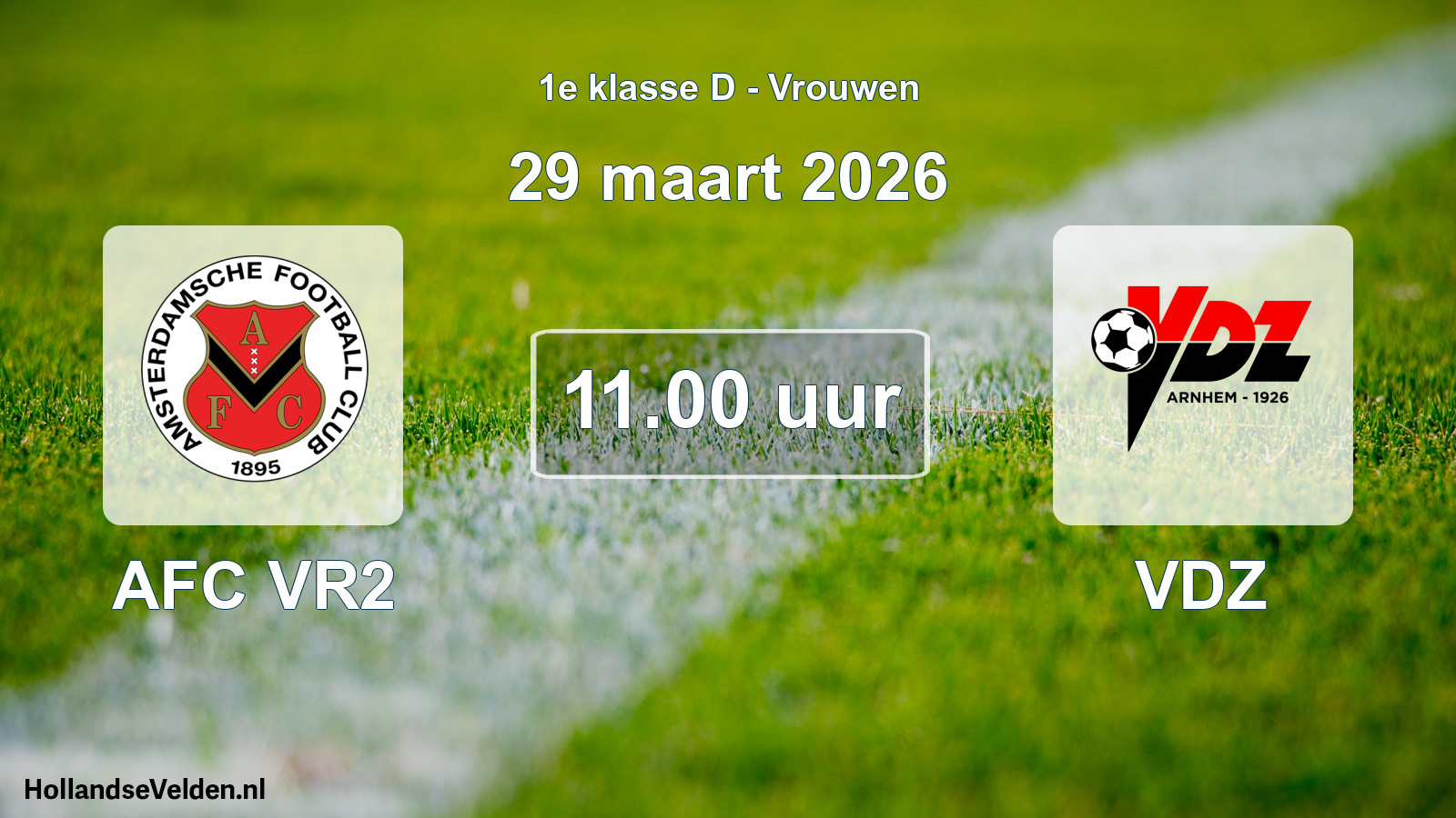 Geplande wedstrijd: AFC VR2 - VDZ (29 maart 2026)