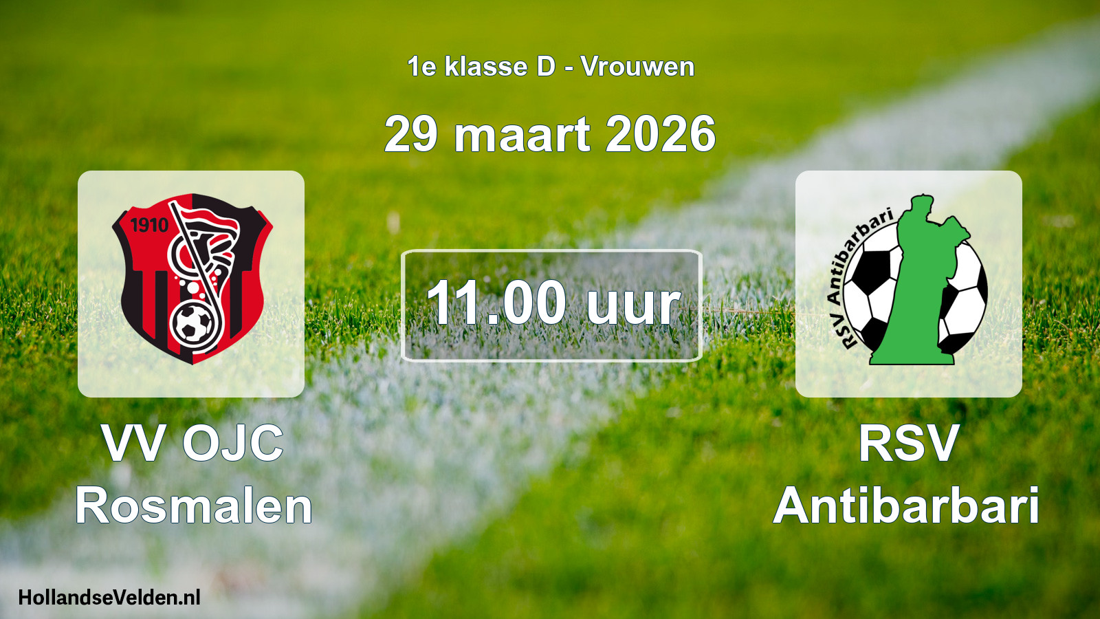 Geplande wedstrijd: VV OJC Rosmalen - RSV Antibarbari (29 maart 2026)
