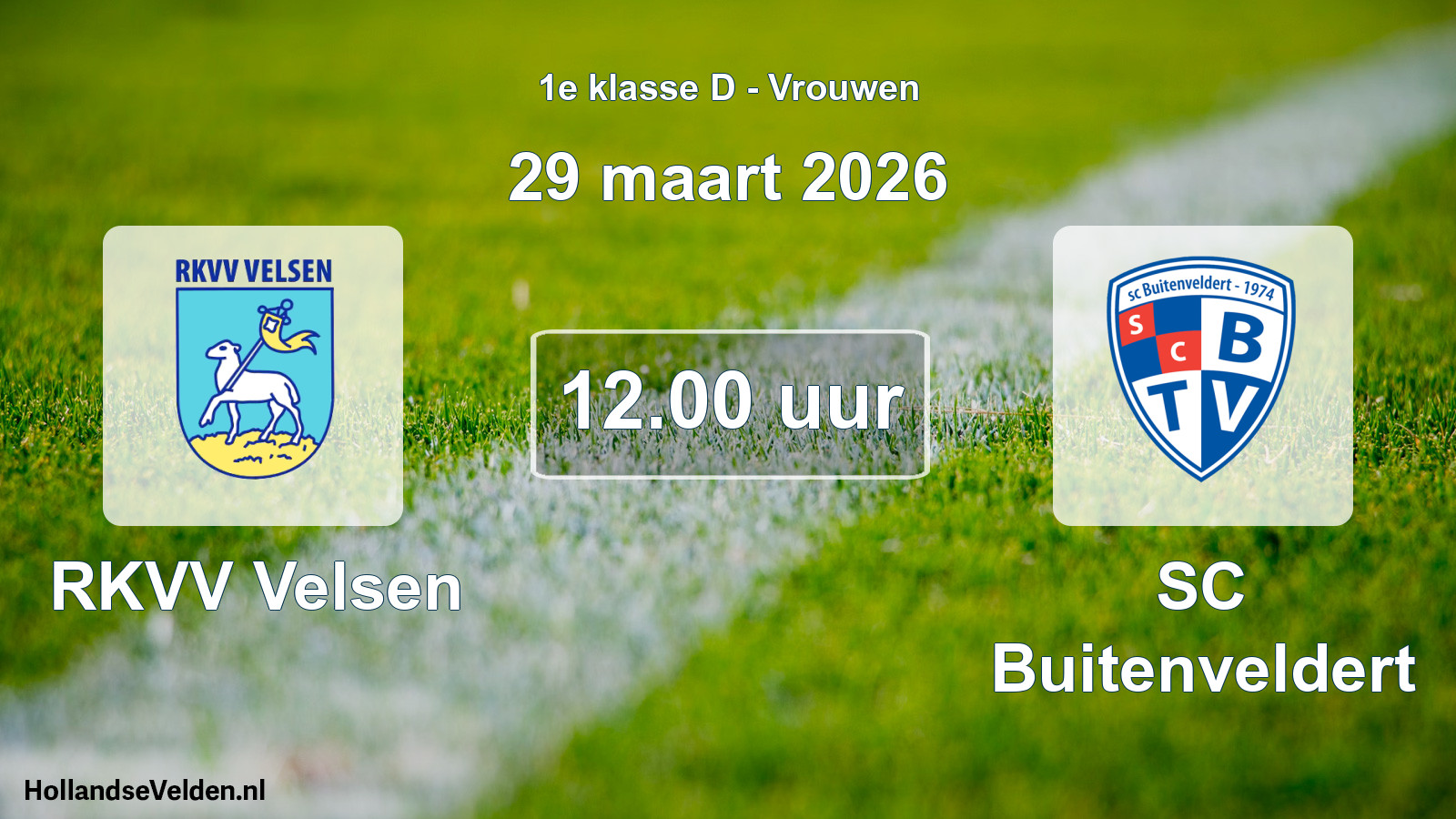 Geplande wedstrijd: RKVV Velsen - SC Buitenveldert (29 maart 2026)