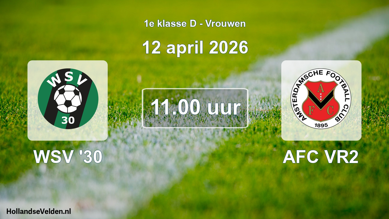 Geplande wedstrijd: WSV '30 - AFC VR2 (12 april 2026)