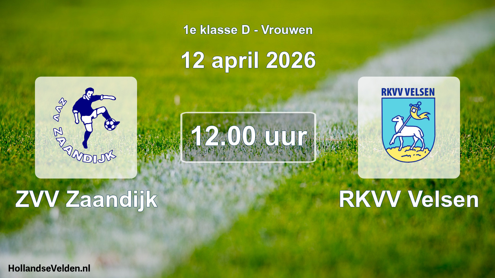 Geplande wedstrijd: ZVV Zaandijk - RKVV Velsen (12 april 2026)