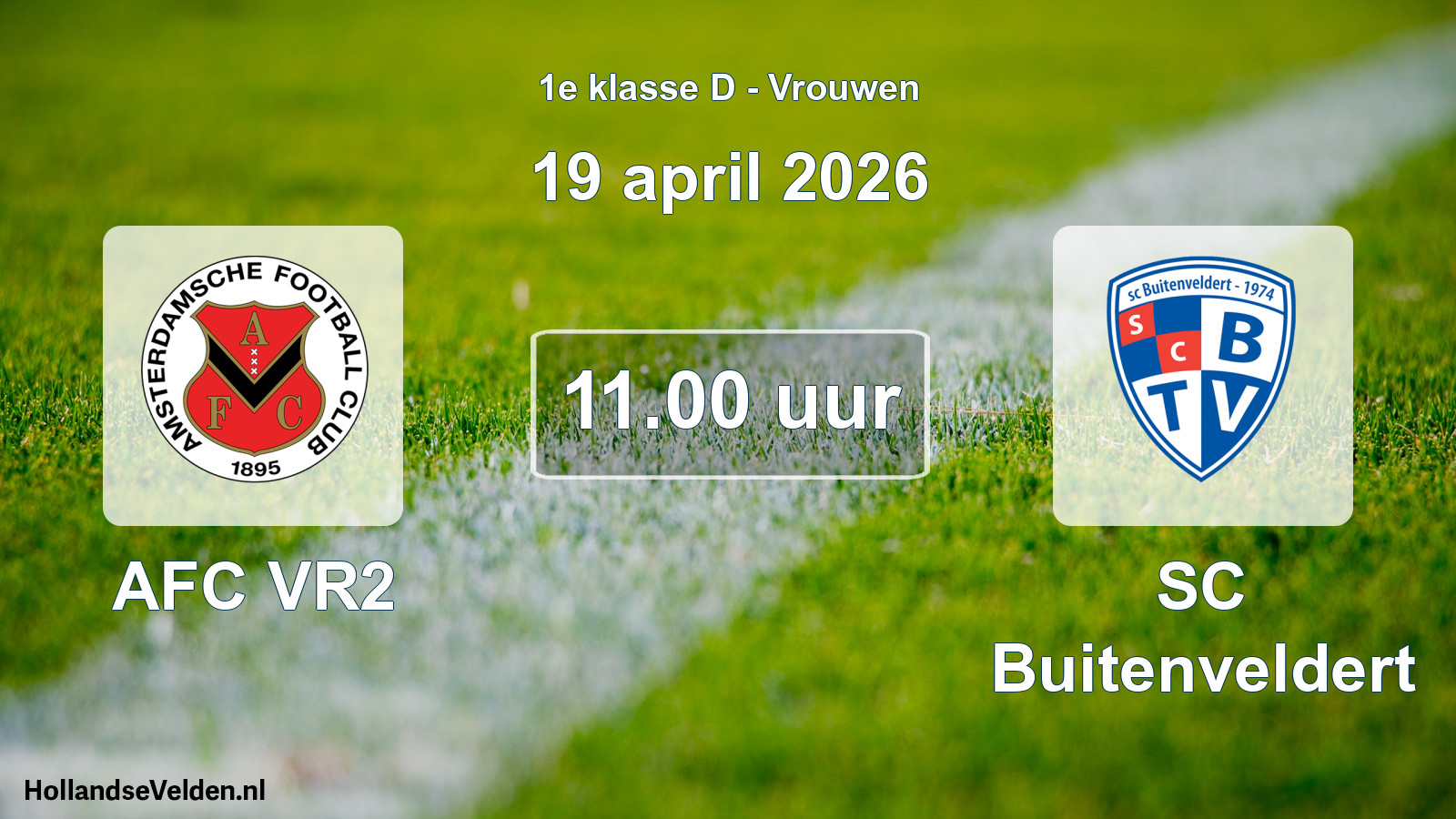 Geplande wedstrijd: AFC VR2 - SC Buitenveldert (19 april 2026)
