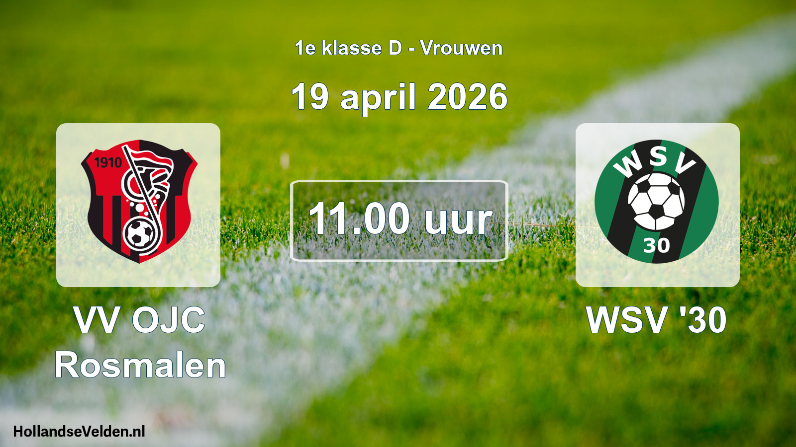 Scheduled Match: VV OJC Rosmalen - WSV '30 (19 April 2026)