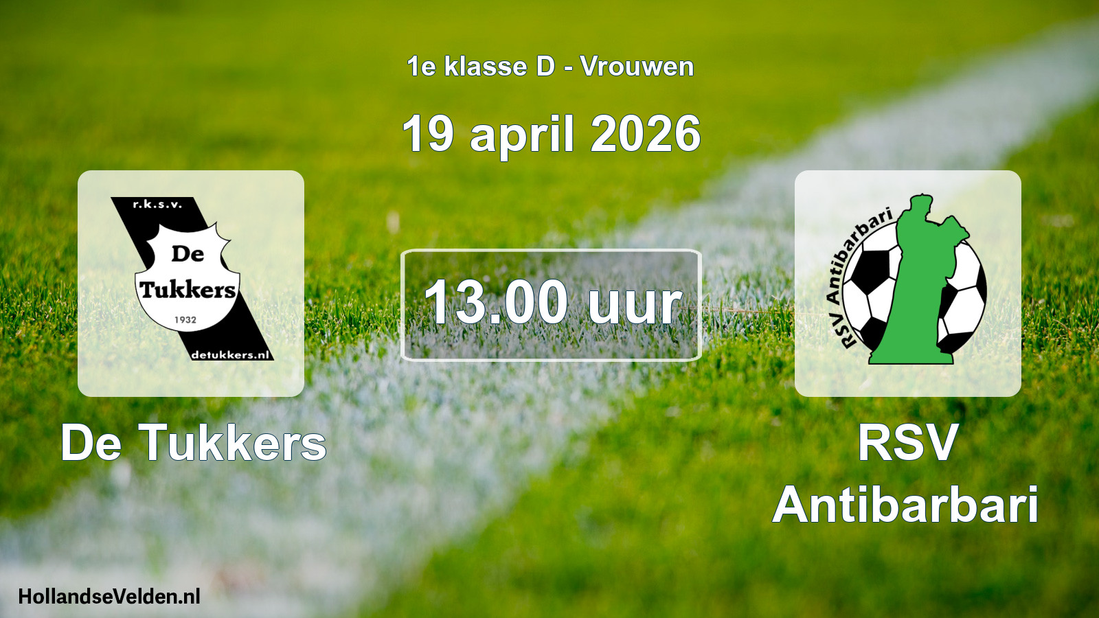 Geplande wedstrijd: De Tukkers - RSV Antibarbari (19 april 2026)
