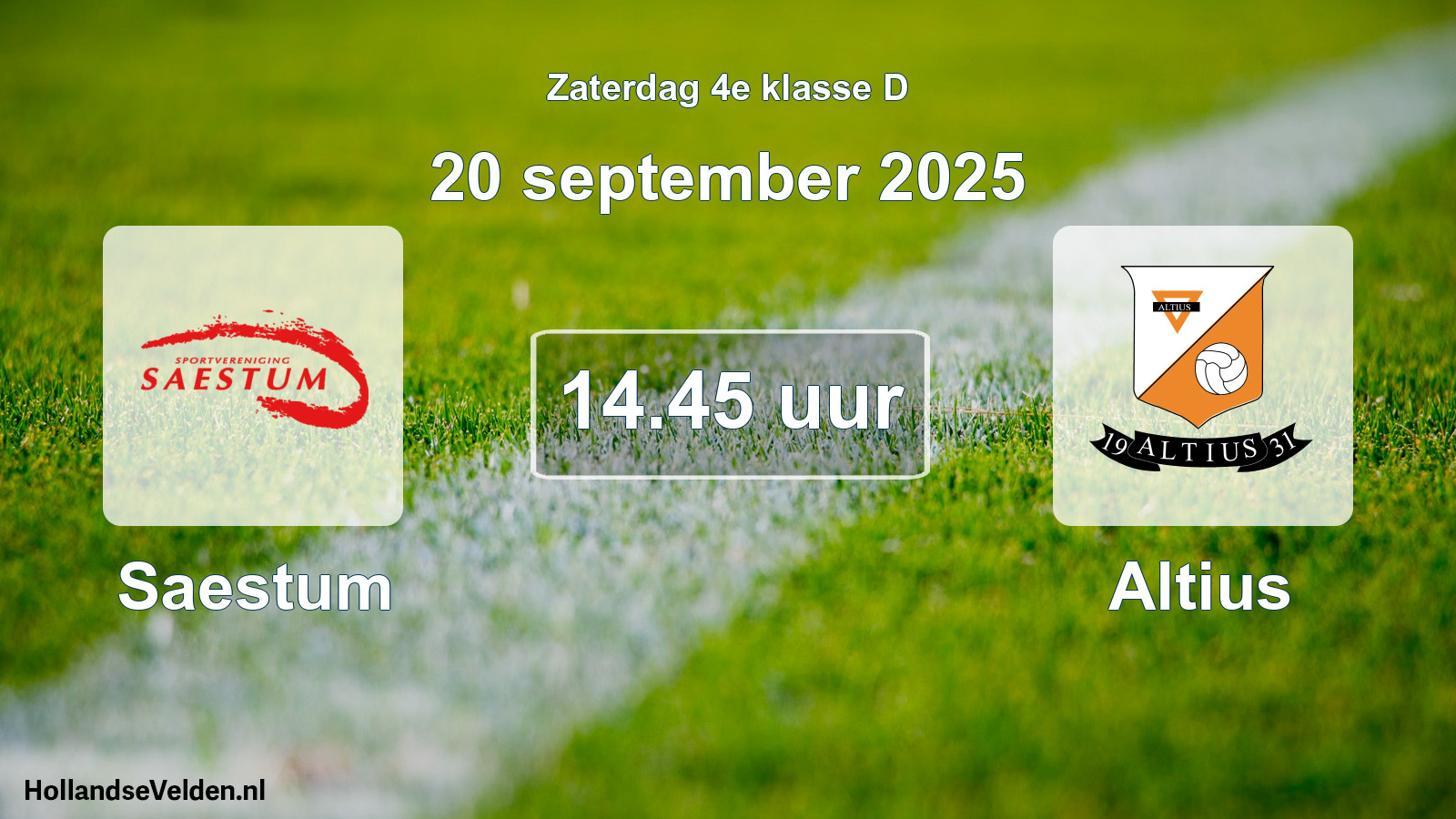 Geplande wedstrijd: Saestum - Altius (20 september 2025)