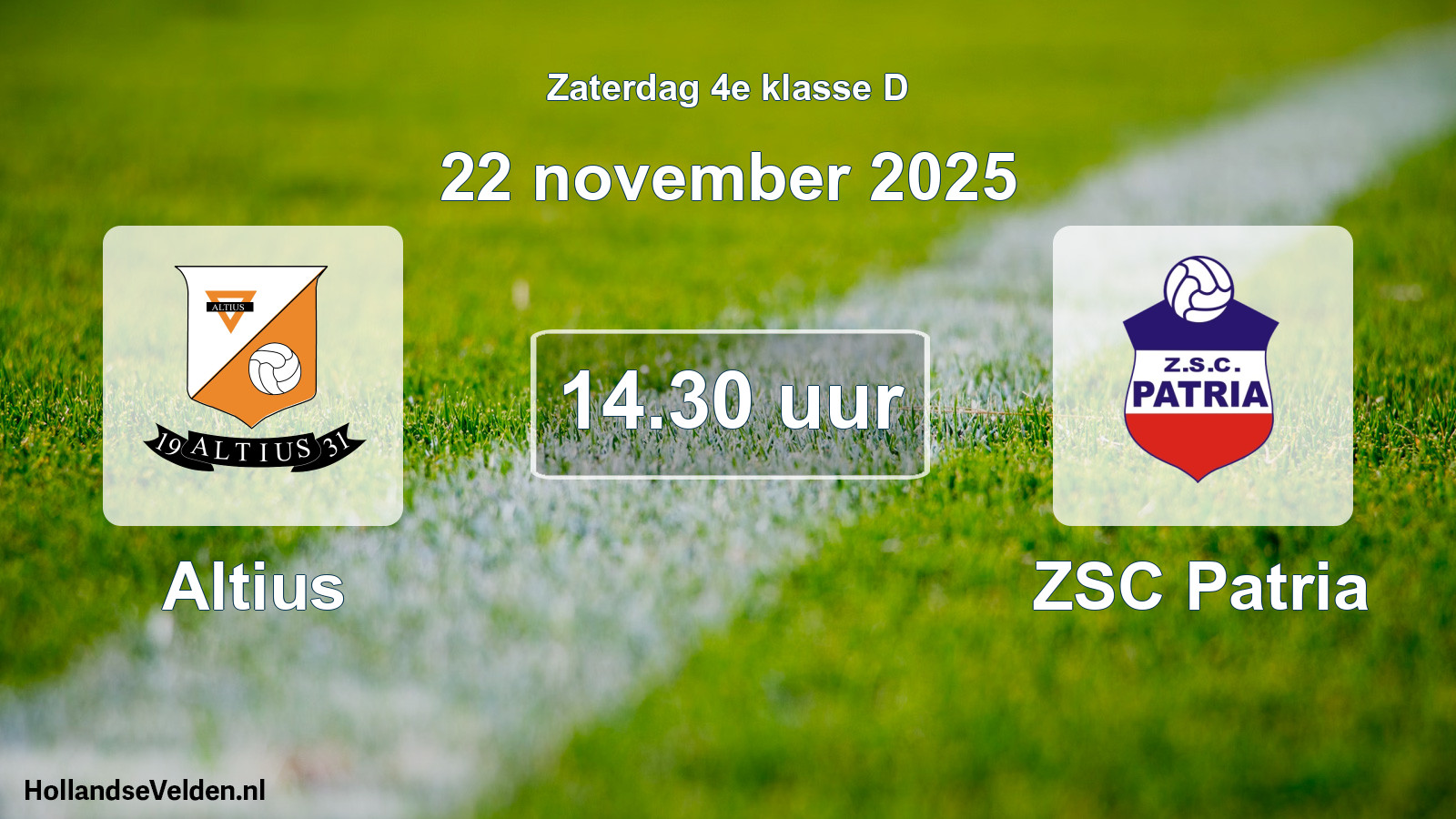 Geplande wedstrijd: Altius - ZSC Patria (22 november 2025)