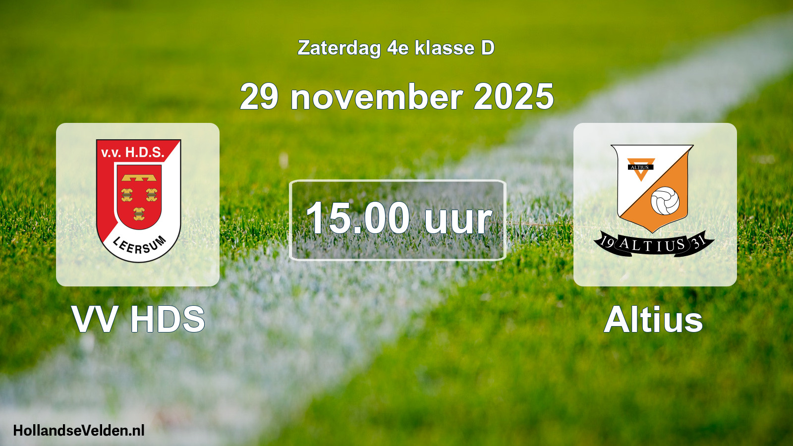 Geplande wedstrijd: VV HDS - Altius (29 november 2025)