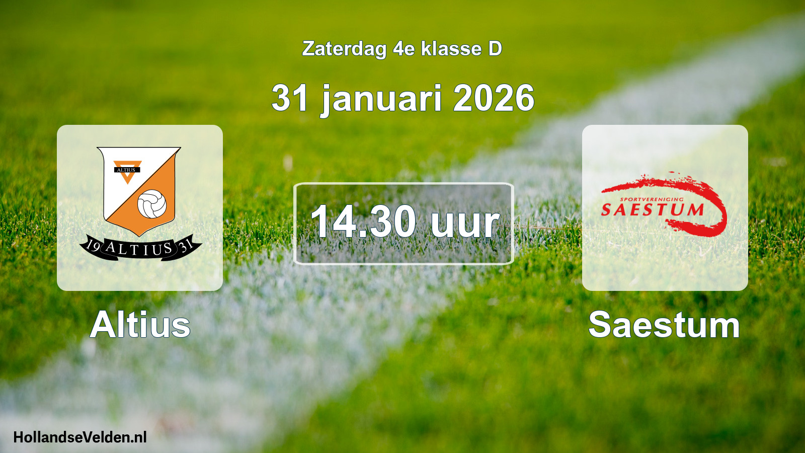 Geplande wedstrijd: Altius - Saestum (31 januari 2026)