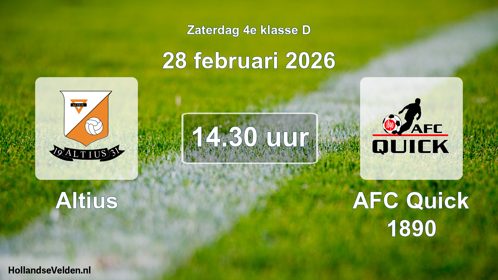 Geplande wedstrijd: Altius - AFC Quick 1890 (28 februari 2026)