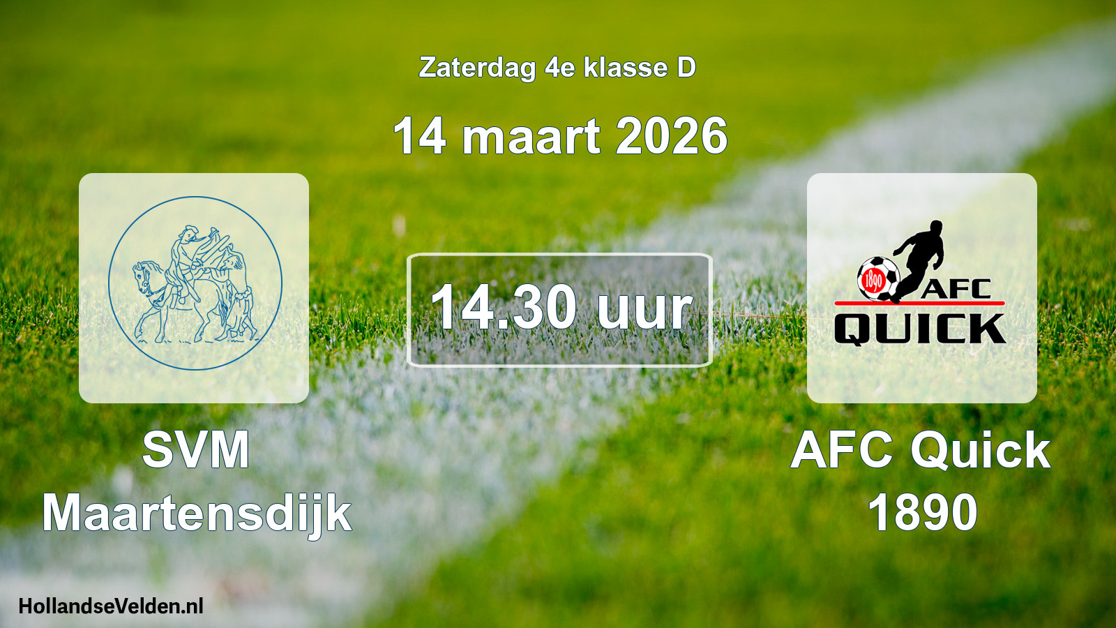 Geplande wedstrijd: SVM Maartensdijk - AFC Quick 1890 (14 maart 2026)