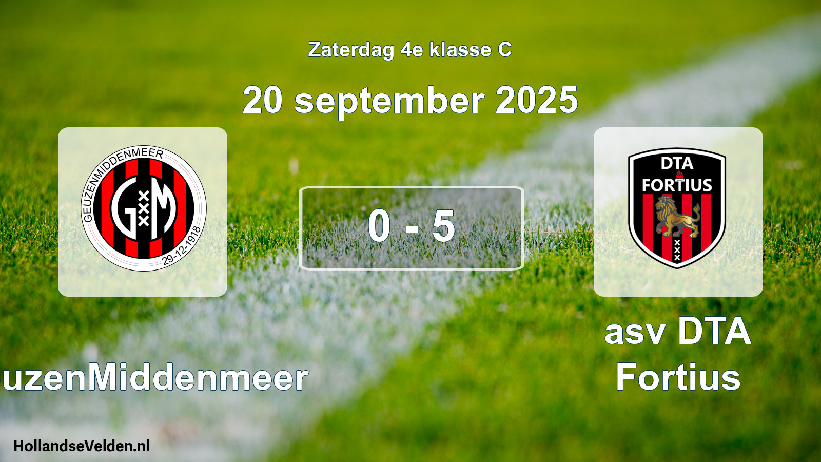 Total number of matches played: GeuzenMiddenmeer - asv DTA Fortius 0 - 5 (20 September 2025)