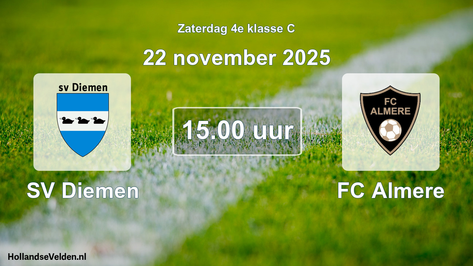 Geplande wedstrijd: SV Diemen - FC Almere (22 november 2025)