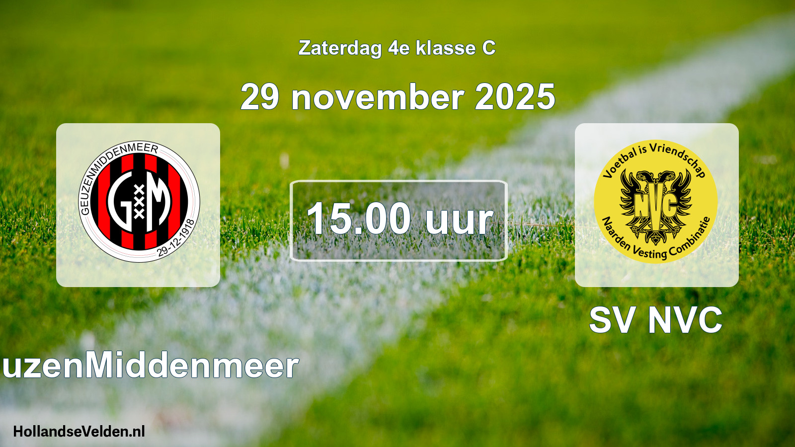 Scheduled Match: GeuzenMiddenmeer - SV NVC (29 November 2025)