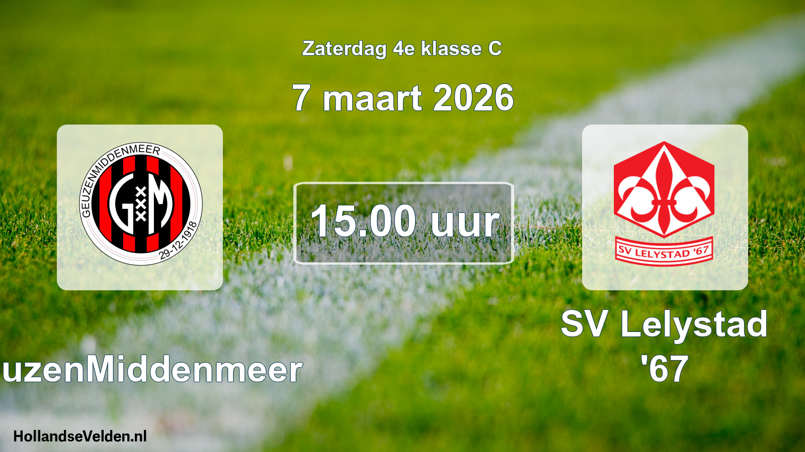 Geplande wedstrijd: GeuzenMiddenmeer - SV Lelystad '67 (7 maart 2026)