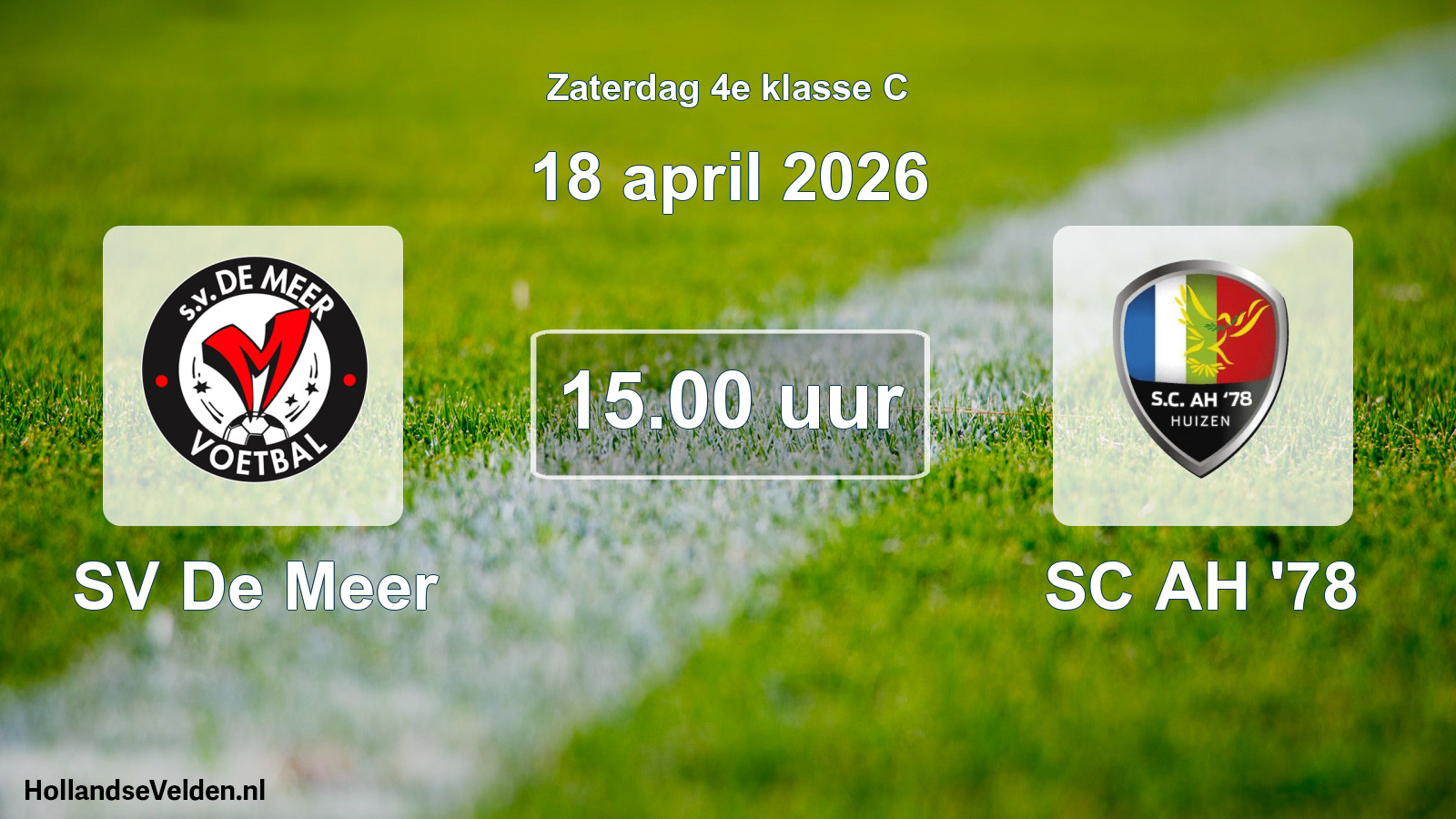 Scheduled Match: SV De Meer - SC AH '78 (18 April 2026)