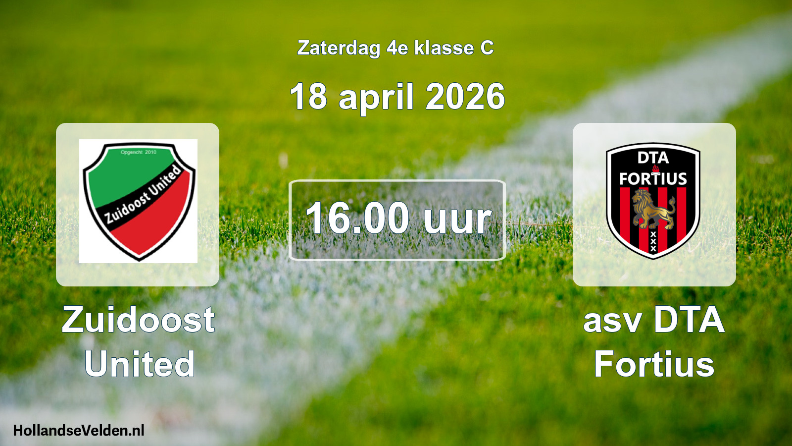 Geplande wedstrijd: Zuidoost United - asv DTA Fortius (18 april 2026)