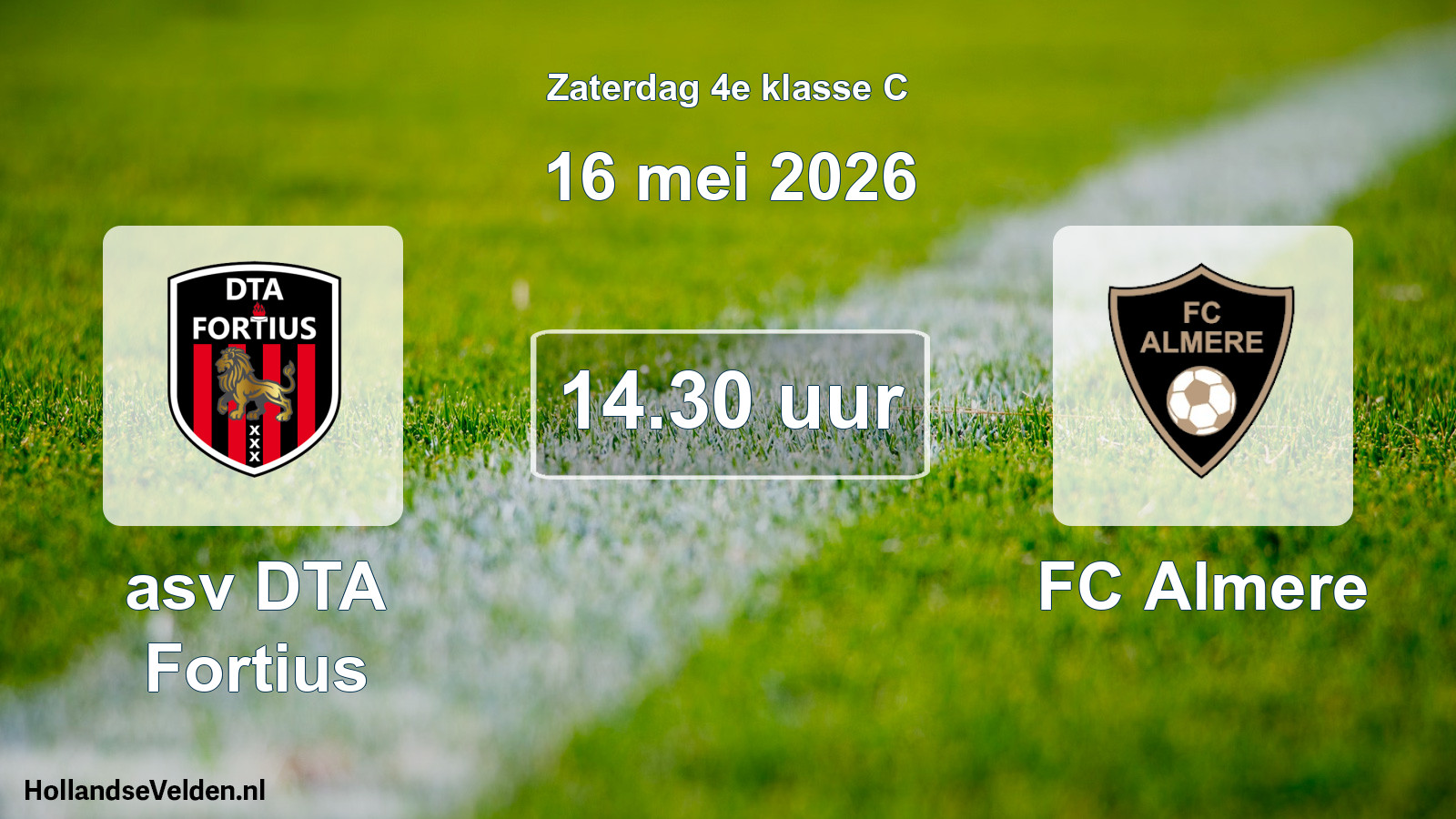 Geplande wedstrijd: asv DTA Fortius - FC Almere (16 mei 2026)