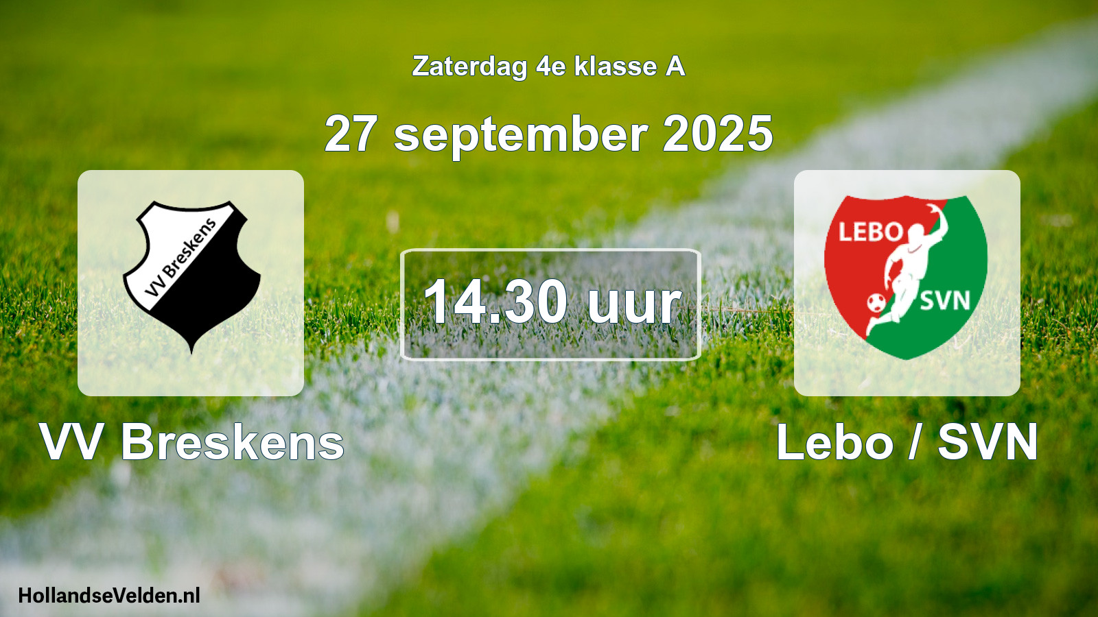 Geplande wedstrijd: VV Breskens - Lebo / SVN (27 september 2025)