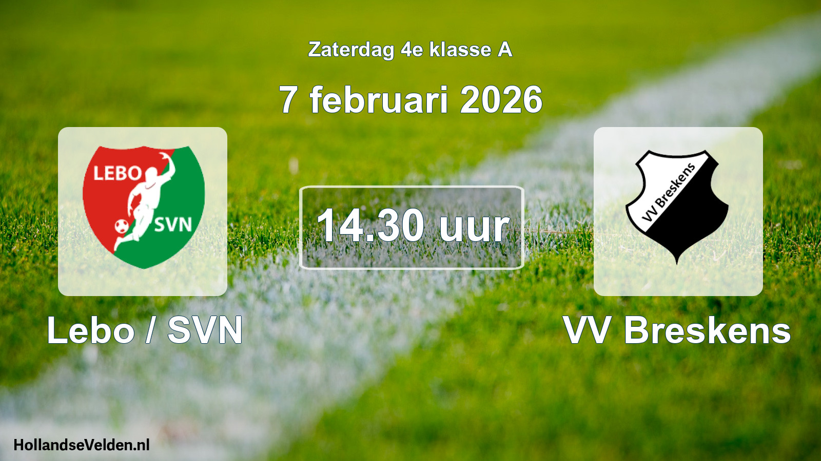 Geplande wedstrijd: Lebo / SVN - VV Breskens (7 februari 2026)