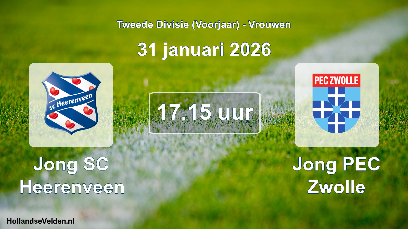 Scheduled Match: Jong SC Heerenveen - Jong PEC Zwolle (31 January 2026)