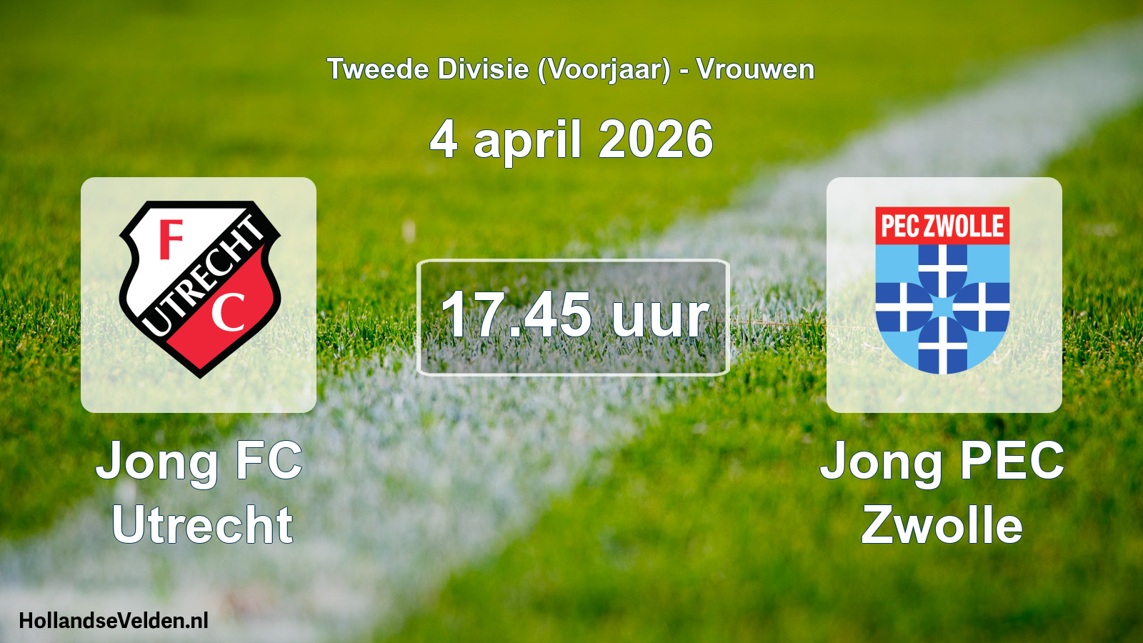 Geplande wedstrijd: Jong FC Utrecht - Jong PEC Zwolle (4 april 2026)