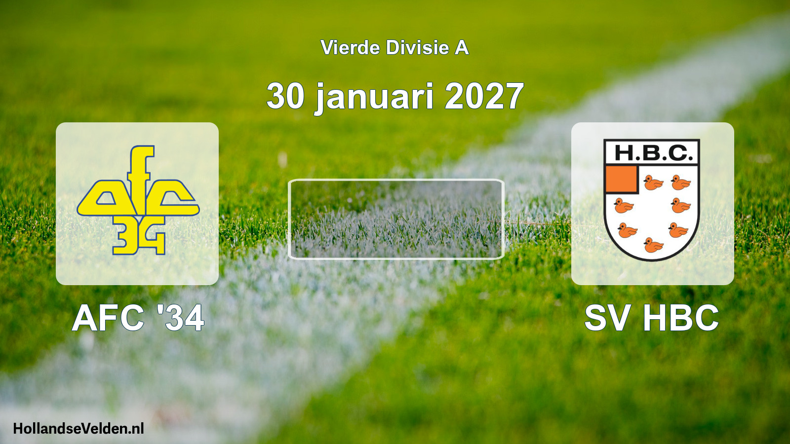 Geplande wedstrijd: AFC '34 - SV HBC (30 januari 2027)