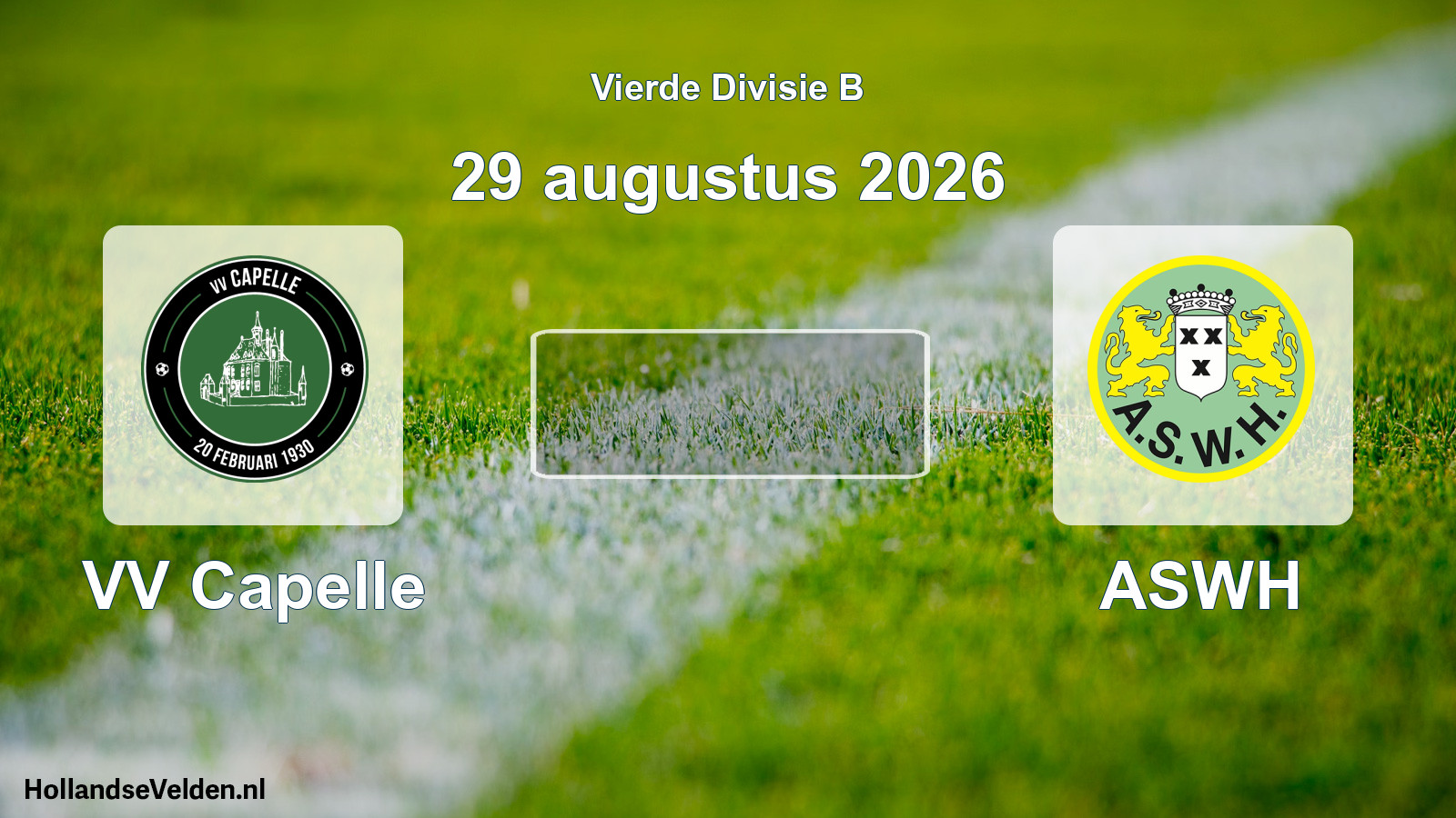 Geplande wedstrijd: VV Capelle - ASWH (29 augustus 2026)