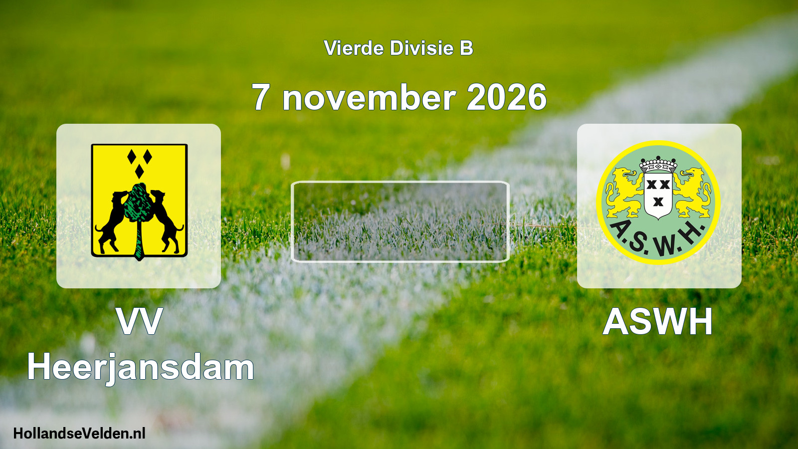 Geplande wedstrijd: VV Heerjansdam - ASWH (7 november 2026)