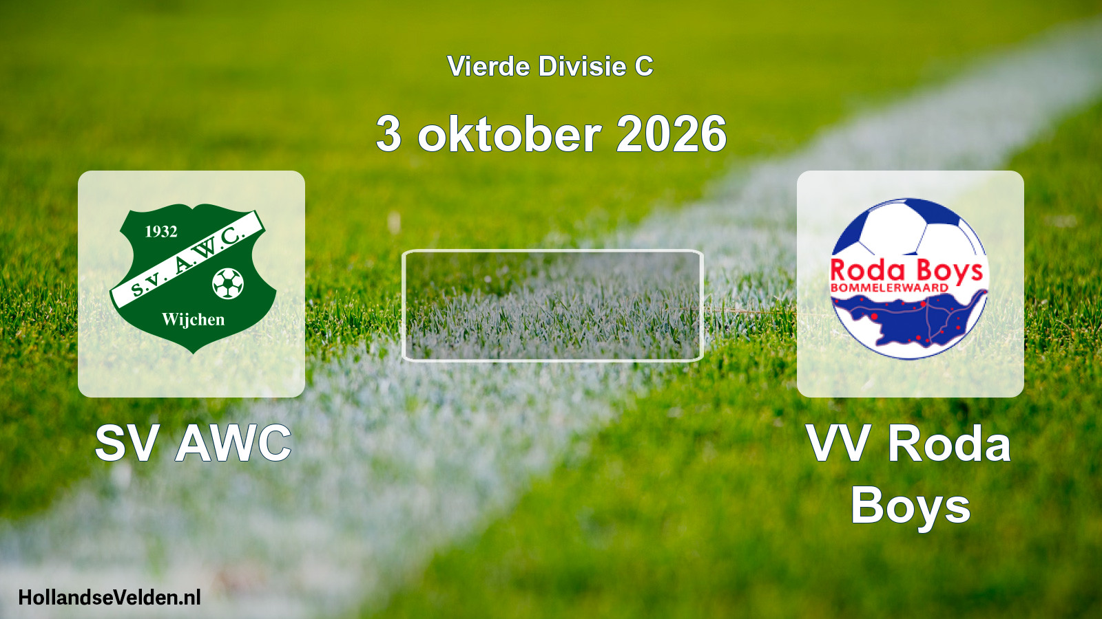 Geplande wedstrijd: SV AWC - VV Roda Boys (3 oktober 2026)