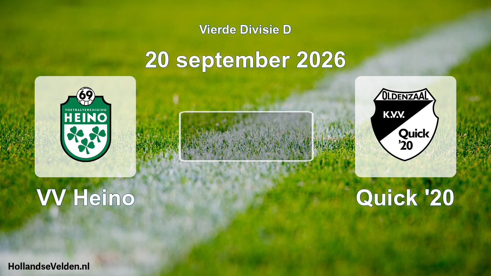 Geplande wedstrijd: VV Heino - Quick '20 (20 september 2026)