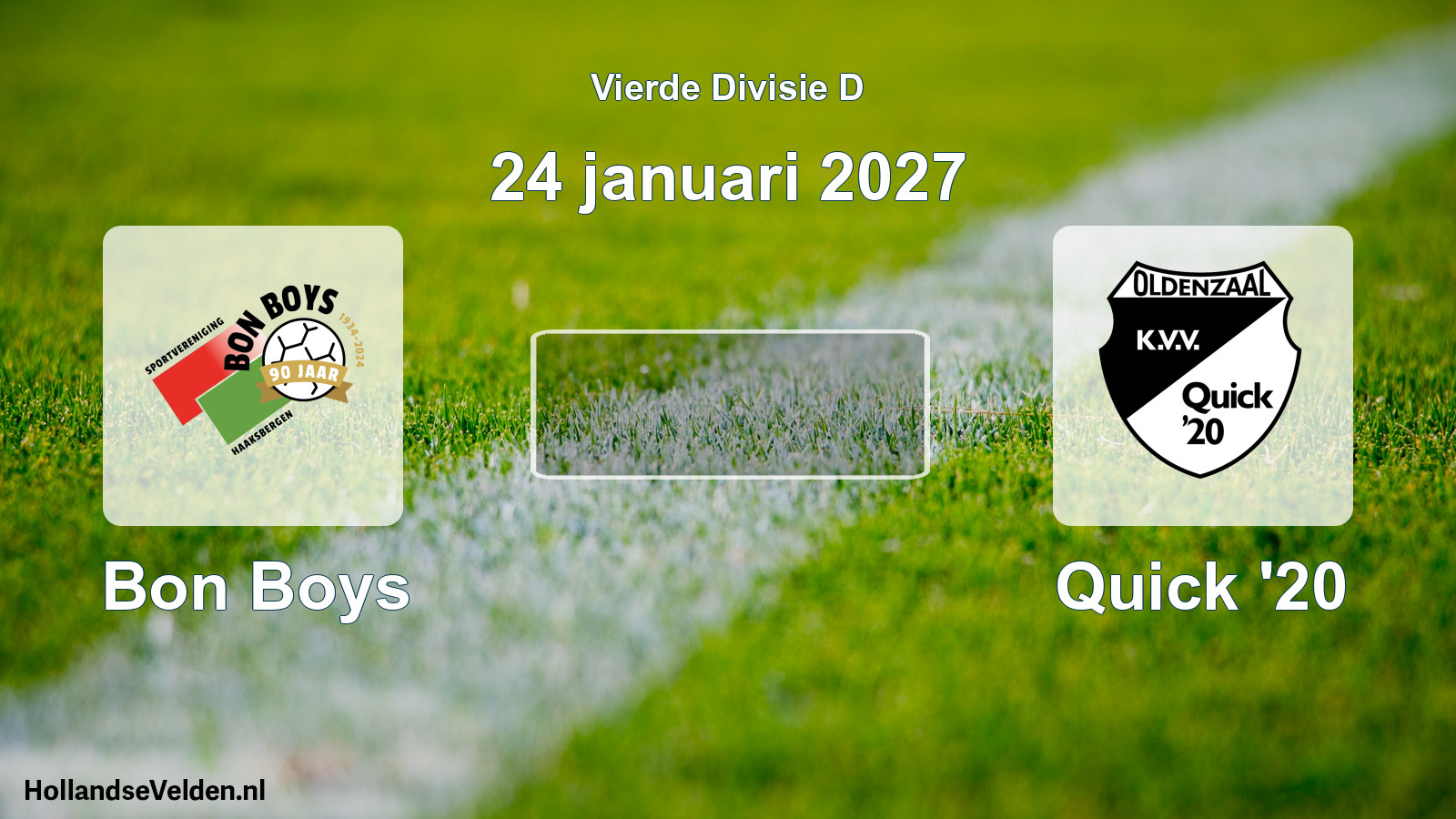 Geplande wedstrijd: Bon Boys - Quick '20 (24 januari 2027)