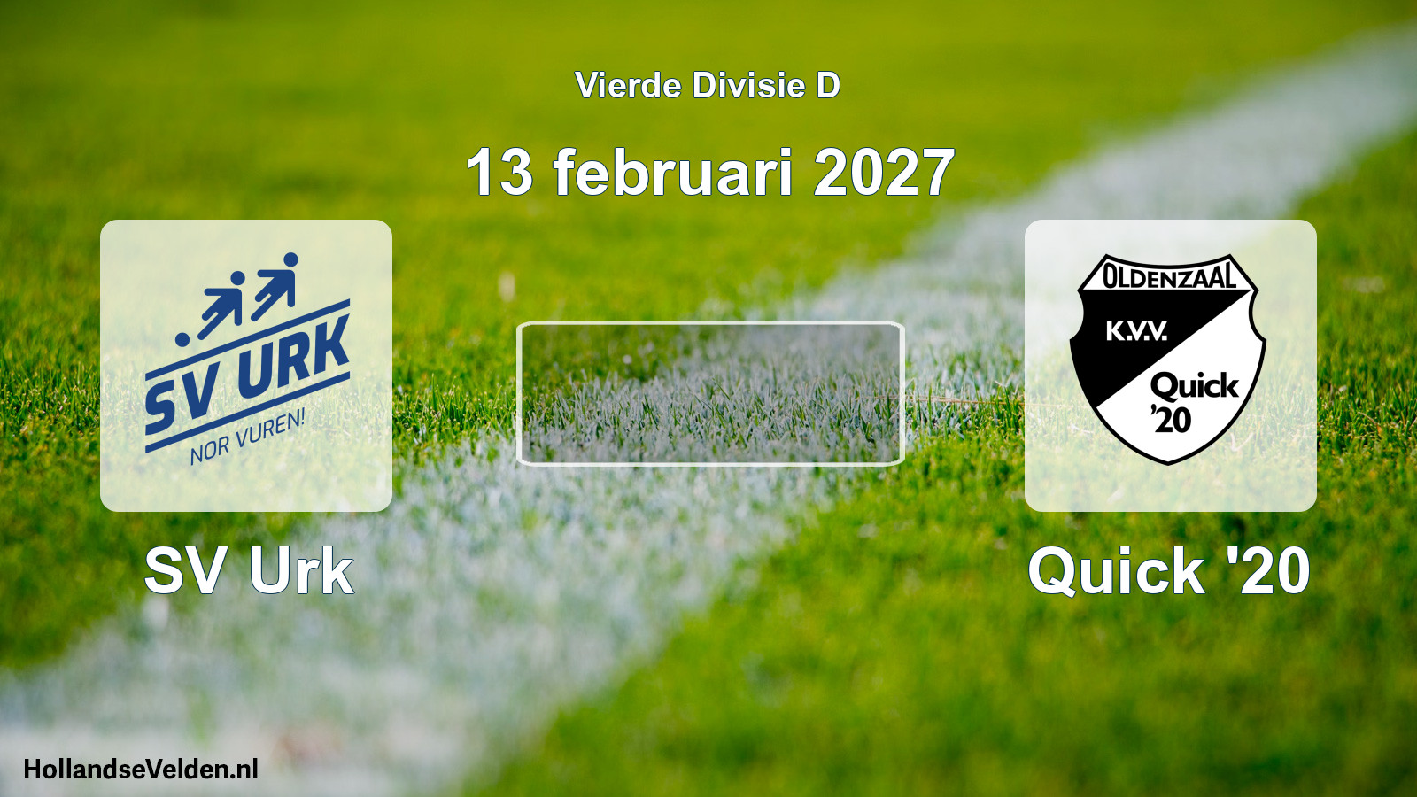 Geplande wedstrijd: SV Urk - Quick '20 (13 februari 2027)