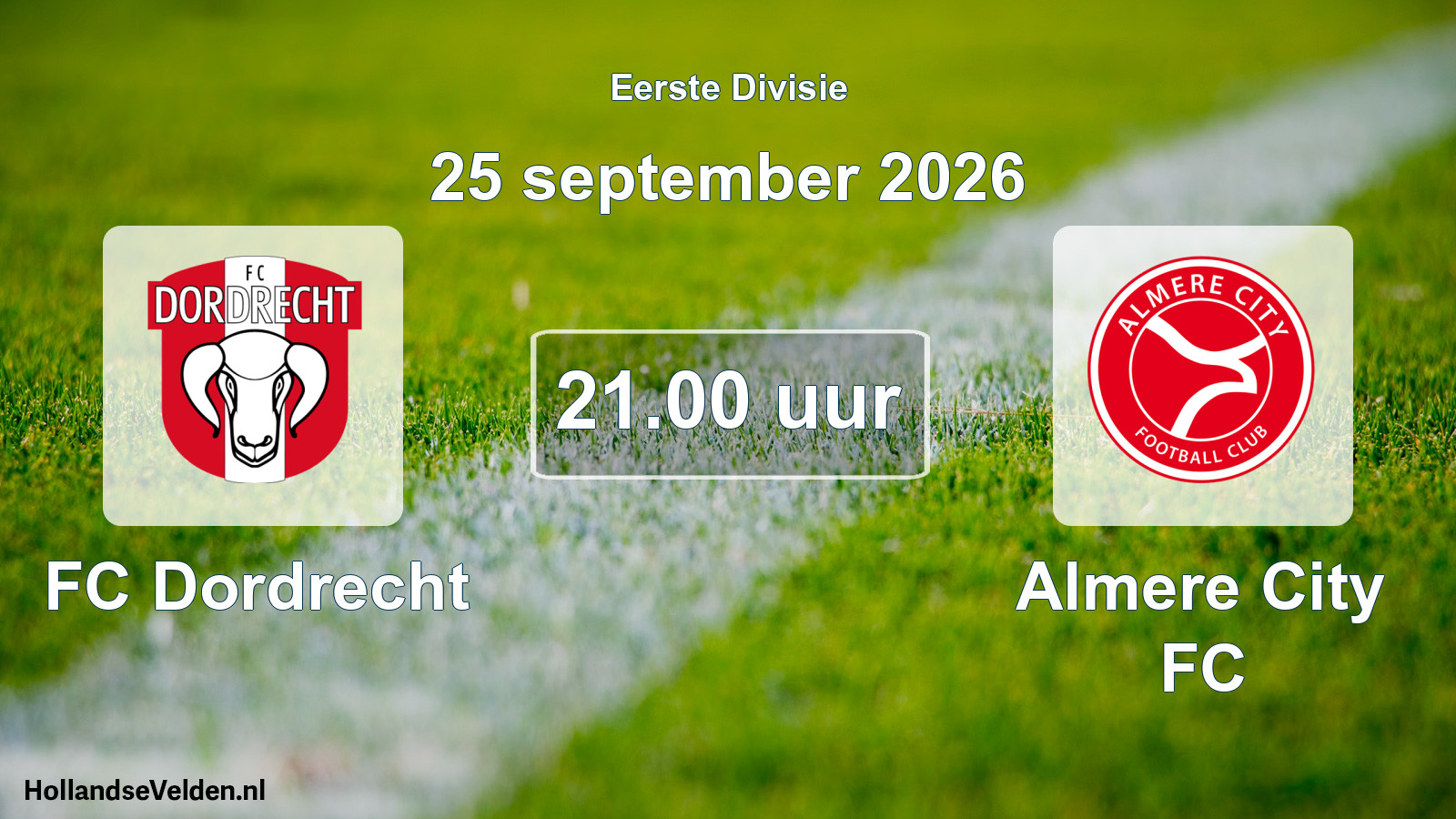 Geplande wedstrijd: FC Dordrecht - Almere City FC (25 september 2026)