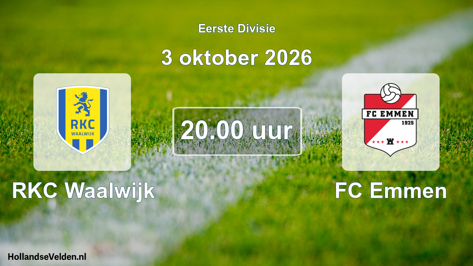 Geplande wedstrijd: RKC Waalwijk - FC Emmen (3 oktober 2026)
